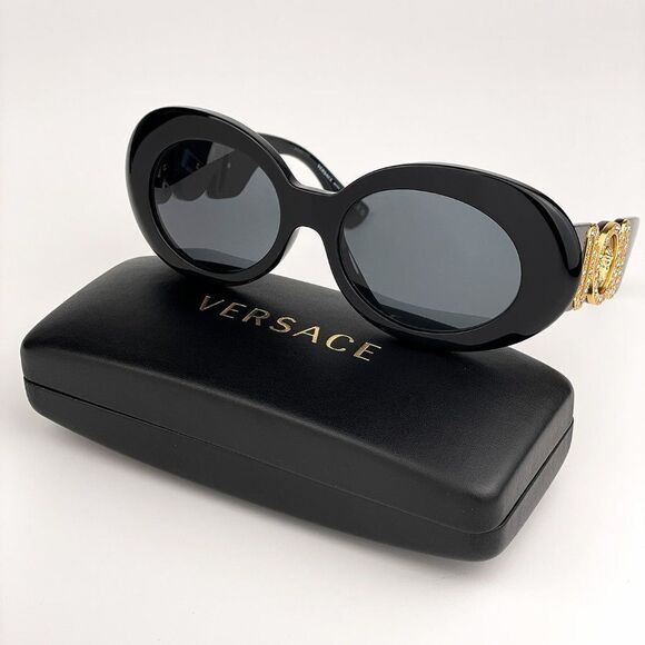 NEW Versace VE4426BU GB1/87 MAXI MEDUSA BIGGIE Black Dark Gray Oval Women - Picture 1 of 12